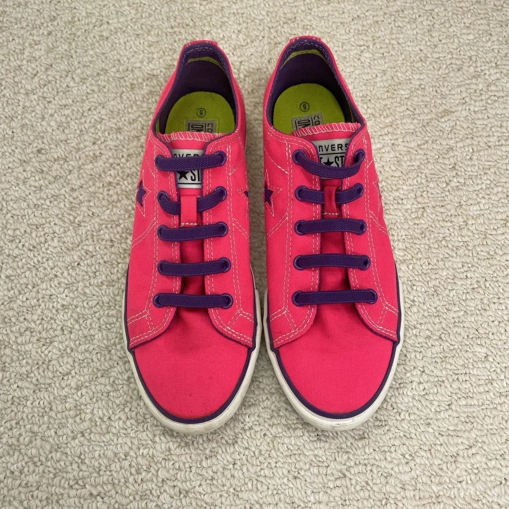 Converse One Star Sneakers Size 5 Juniors Hot Pink Purple Star Shoes Slip On - Picture 5 of 10
